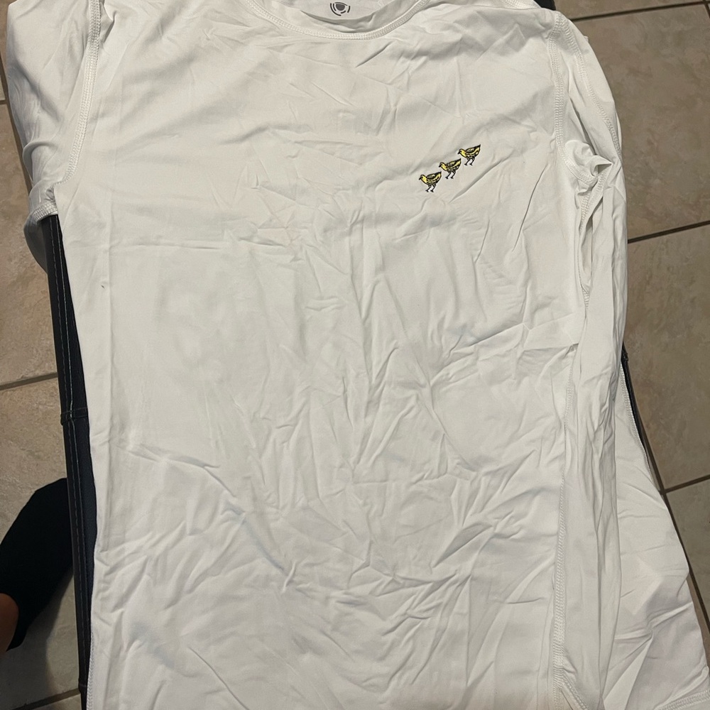 Bloquv White kids swim Shirt with Embroidered with 3 little birds Design